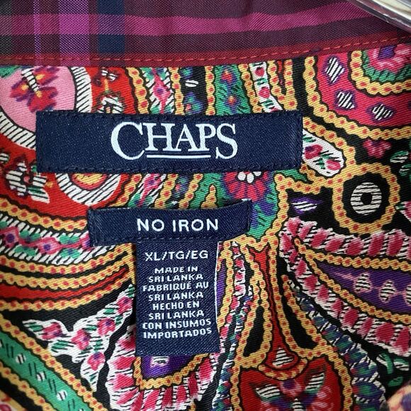 Chaps Top Women's XL Paisley Multicolor Shirt Button Up Long Sleeve Glam Chic - Picture 3 of 10